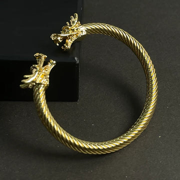 Alpha Dragon Golden Steel Bracelet for Men